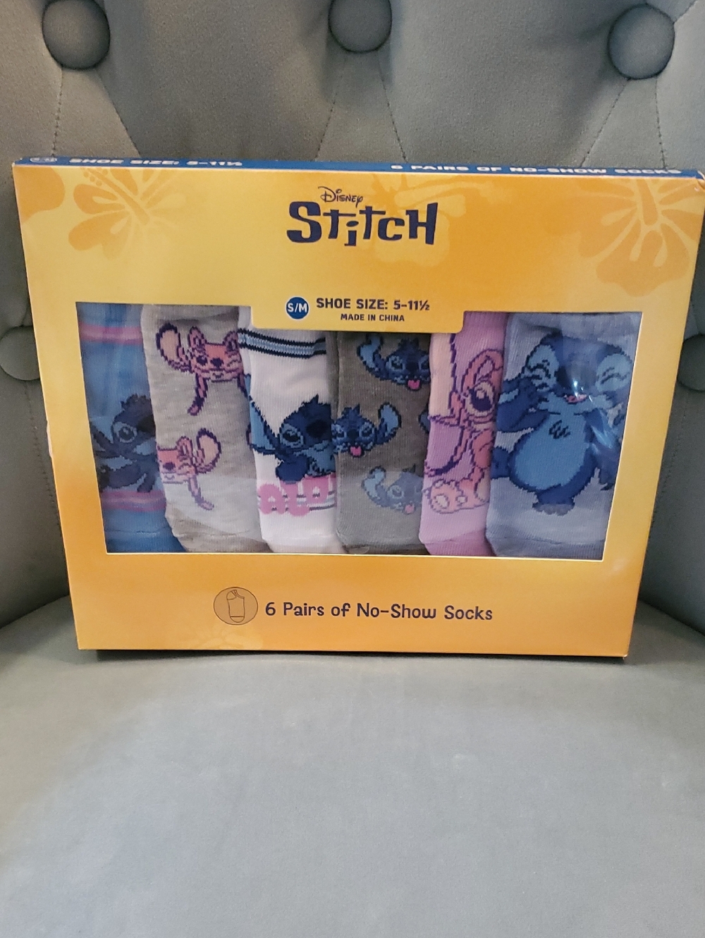 Disney Stitch Kids No-Show Socks - Blue, Pink, Gray